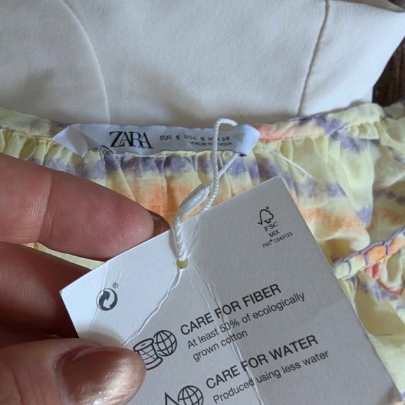 BNWT Zara Multicolor Oversized Puff Sleeve  Sundress Small Boho - Picture 9 of 10